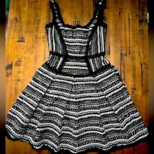 Milly Women's Tweed Drop Waist Sleeveless Black Mini Dress Size 4